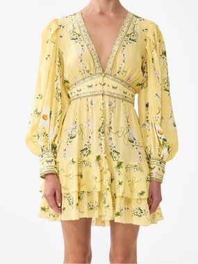 Camilla button front frill dress 100%silk